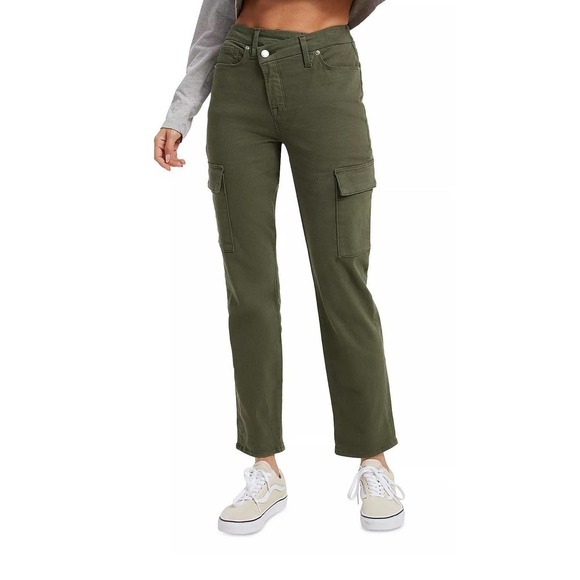 NWT Good American Army High Rise Straight Cuffed Jeans Fern - Picture 2 of 9